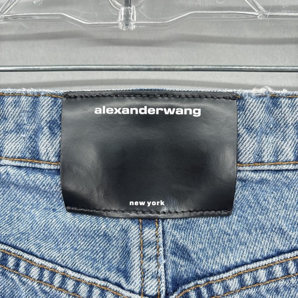 Alexander Wang Shorts Womens 25 High Rise Bite Denim Cutoff Raw Hem Made USA - Picture 6 of 16